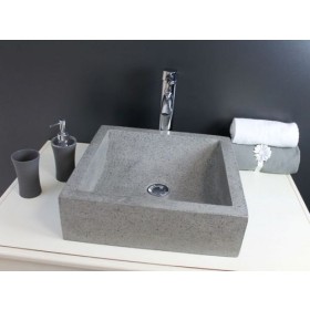 Vasque KIARA gris largeur 42x42cm en terrazzo à poser - Ondée